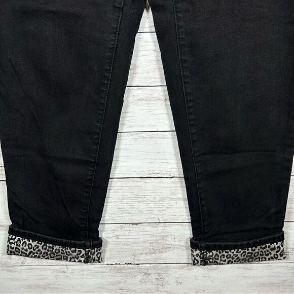 Chico’s Relaxed Straight Animal Print Leopard Cuff Ankle Black Jean 3 16/XL - Picture 5 of 7